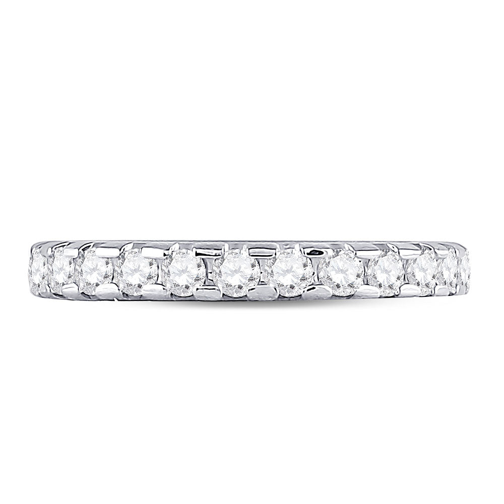 14kt White Gold Womens Round Diamond Machine-Set Eternity Wedding Band 1 Cttw