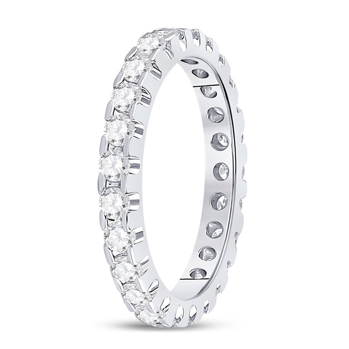 14kt White Gold Womens Round Diamond Machine-Set Eternity Wedding Band 1 Cttw