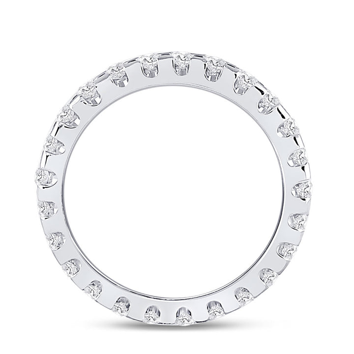 14kt White Gold Womens Round Diamond Machine-Set Eternity Wedding Band 1 Cttw