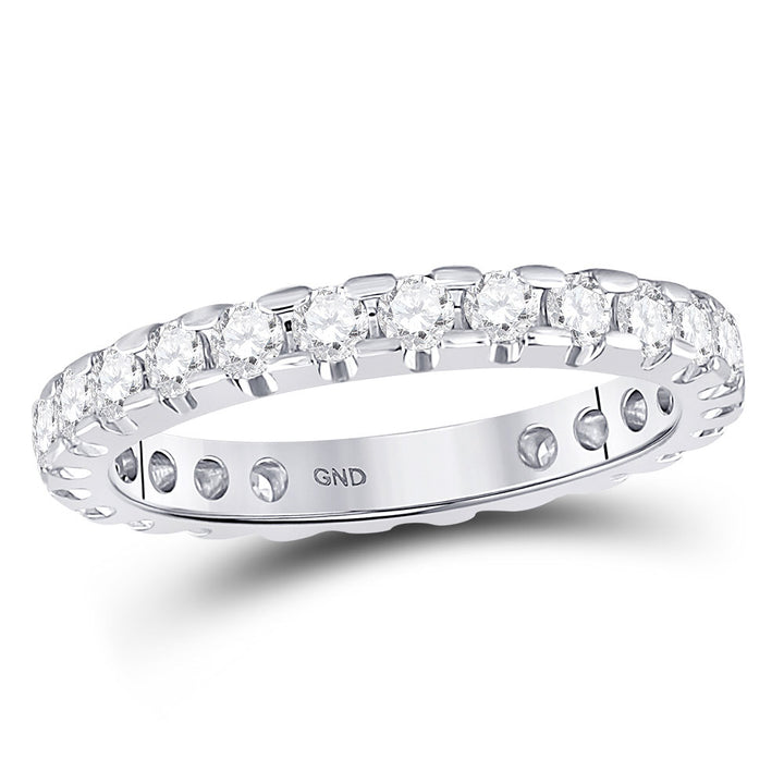 14kt White Gold Womens Round Diamond Machine-Set Eternity Wedding Band 1 Cttw