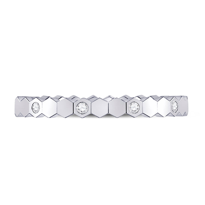 14kt White Gold Womens Round Diamond Machine-Set Band Ring 1/10 Cttw