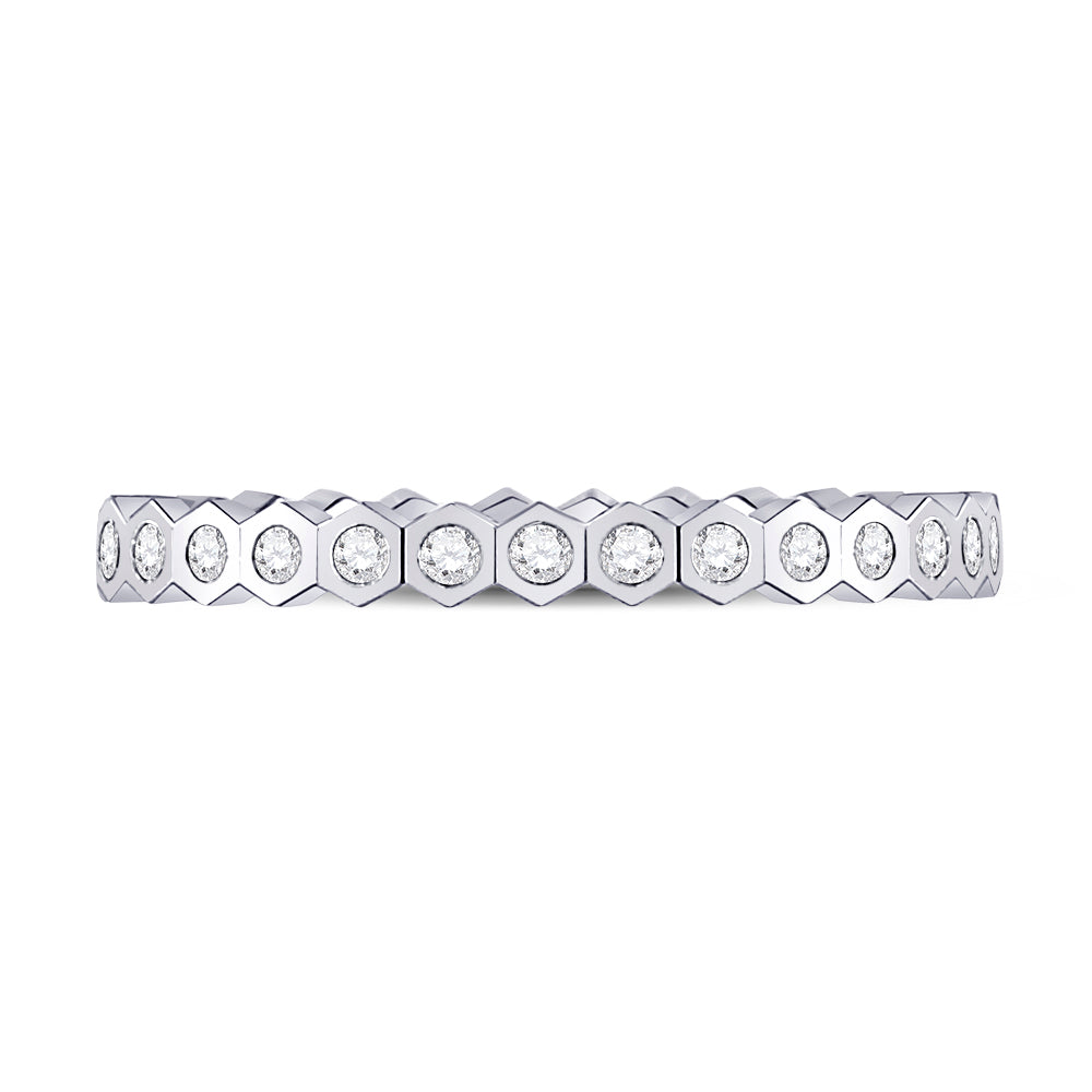 14kt White Gold Womens Round Diamond Band Ring 1/4 Cttw