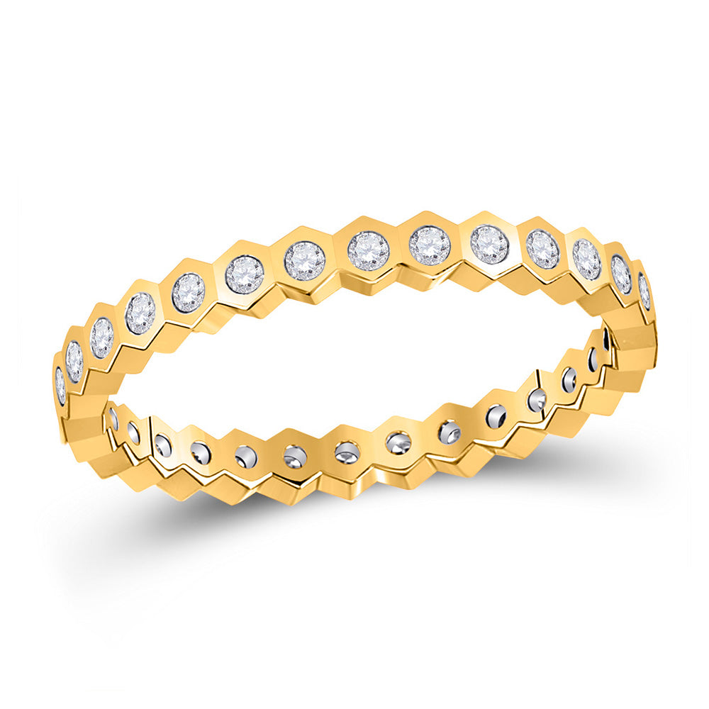 14kt Yellow Gold Womens Round Diamond Band Ring 1/4 Cttw