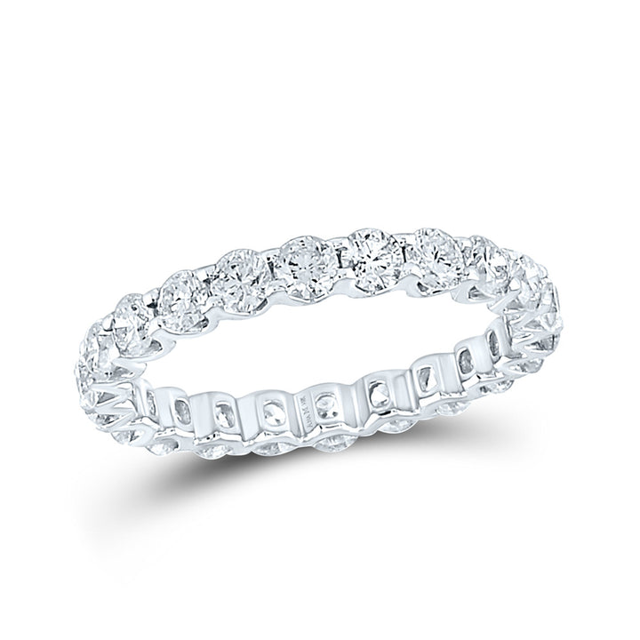 14kt White Gold Womens Round Diamond Timeless Eternity Ring 2 Cttw