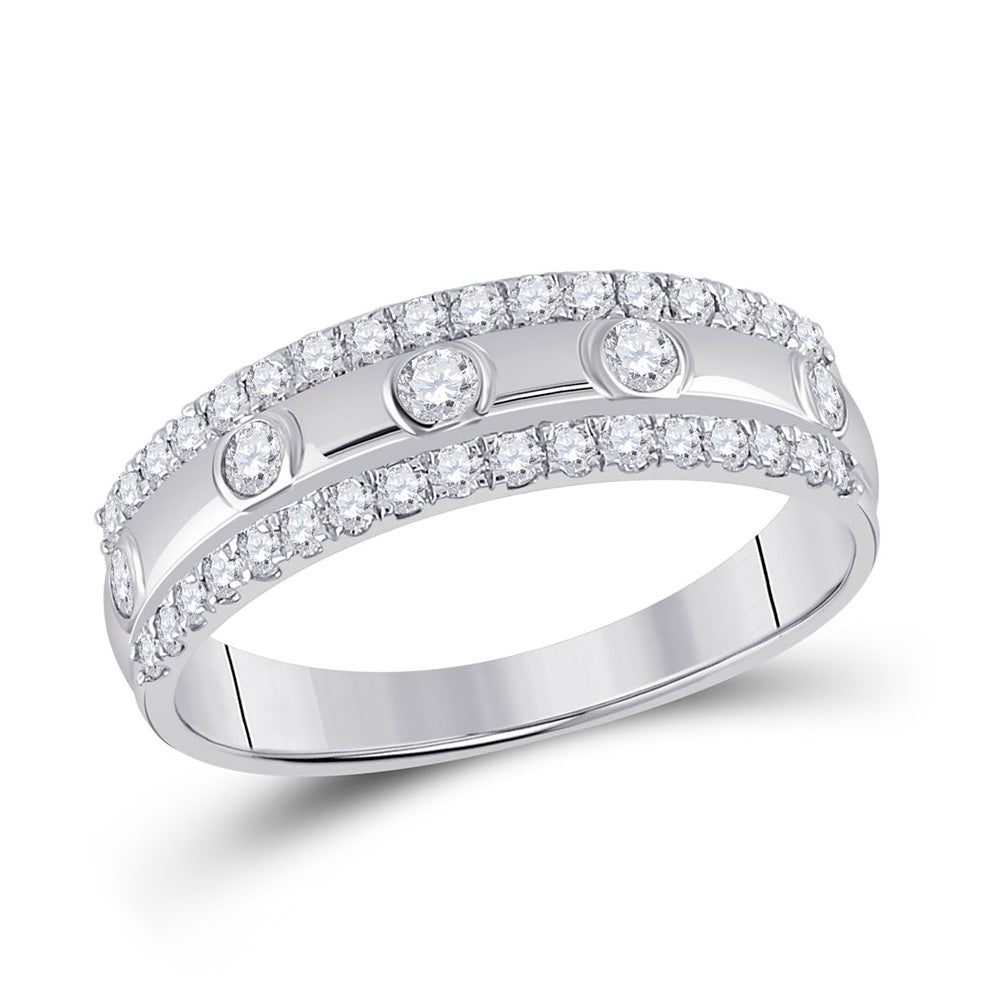 10kt White Gold Womens Round Diamond Anniversary Ring 1/2 Cttw