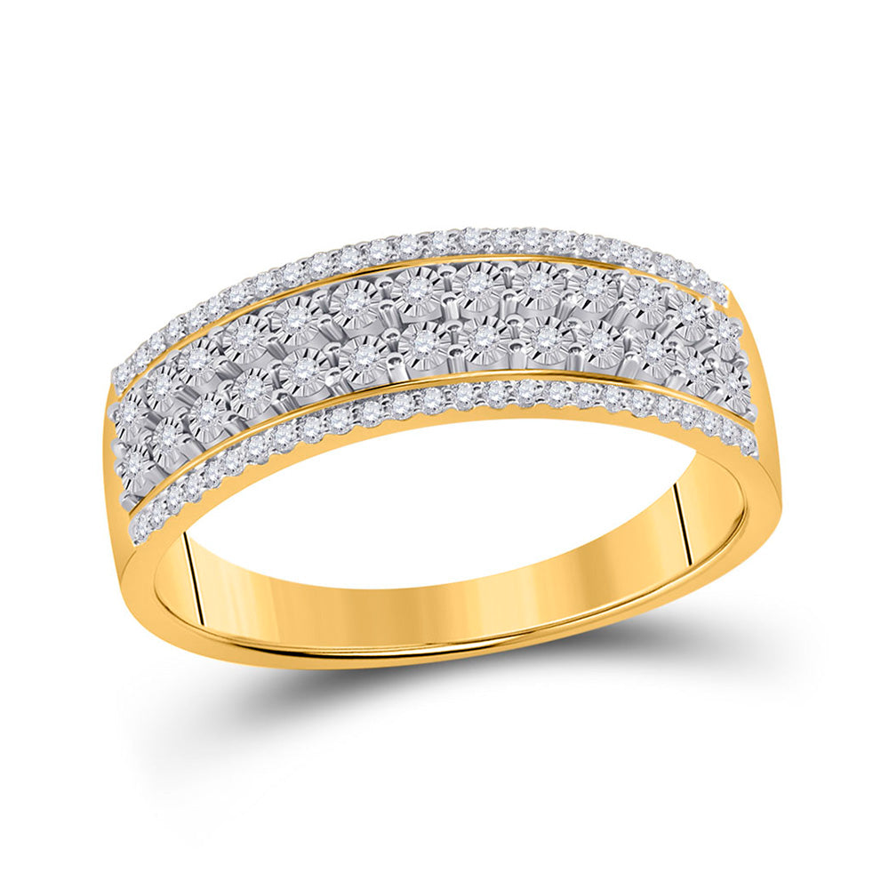 10kt Yellow Gold Womens Round Diamond Anniversary Band Ring 1/6 Cttw