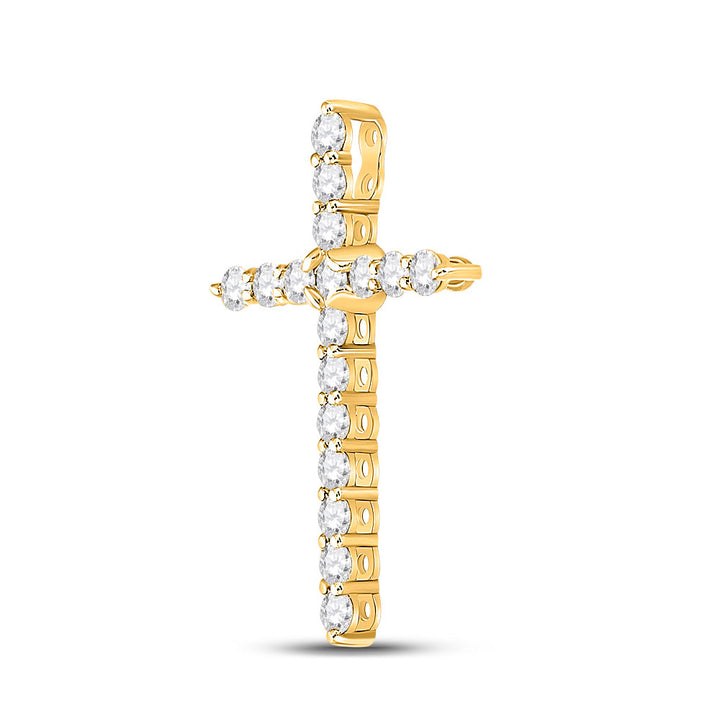 14kt Yellow Gold Womens Round Diamond Cross Pendant 1/2 Cttw