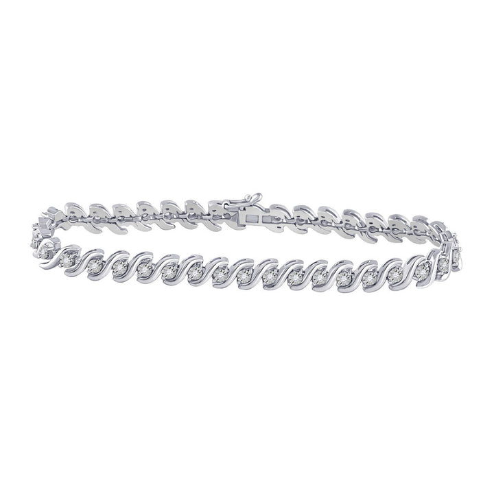 10kt White Gold Womens Round Diamond Tennis Bracelet 1/2 Cttw