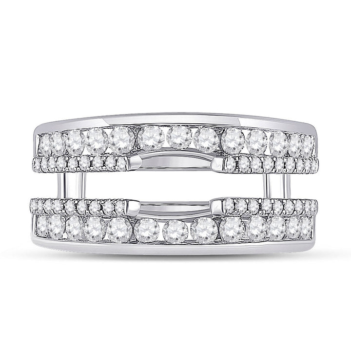 14kt White Gold Womens Round Diamond Wedding Wrap Ring Guard Enhancer 1 Cttw