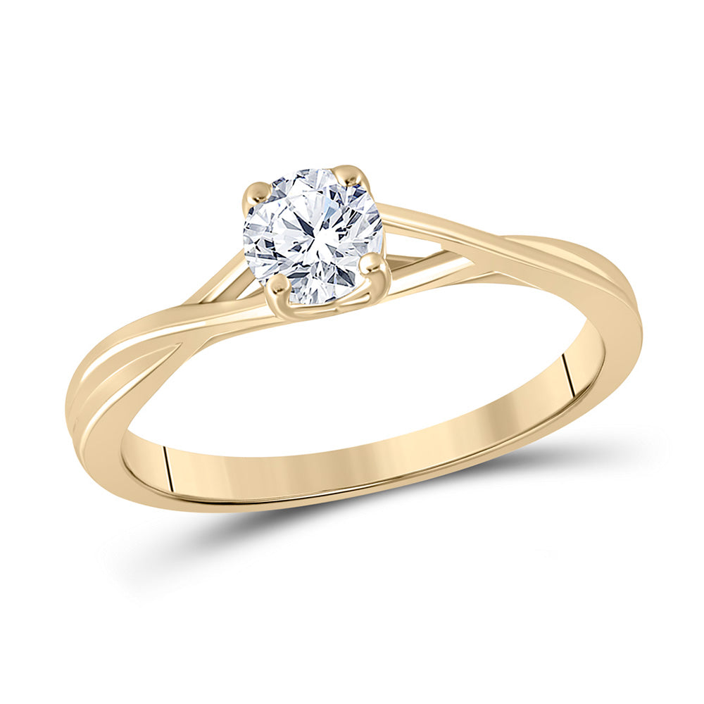 14kt Yellow Gold Round Diamond Solitaire Bridal Wedding Engagement Ring 1/2 Cttw