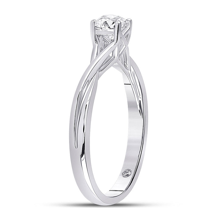 14kt White Gold Womens Round Diamond Solitaire Bridal Wedding Engagement Ring 1/2 Cttw