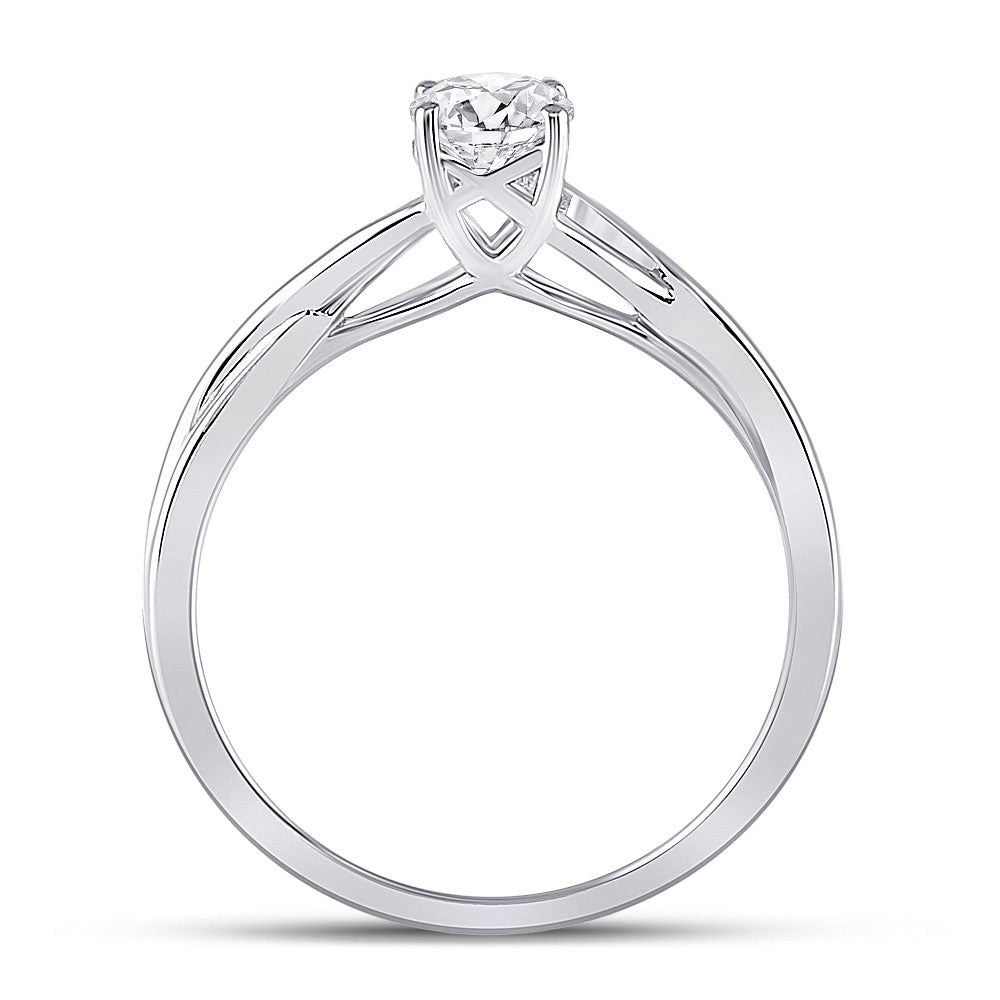 14kt White Gold Womens Round Diamond Solitaire Bridal Wedding Engagement Ring 1/2 Cttw