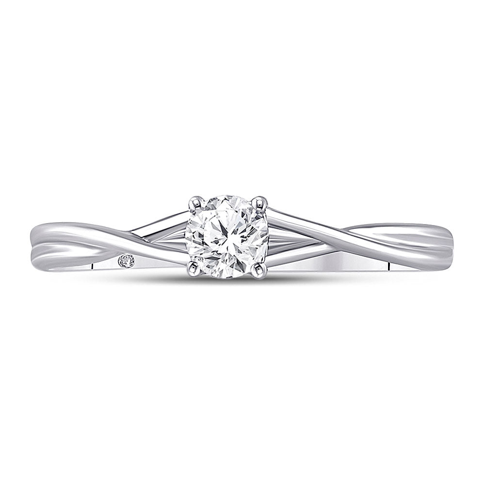 14kt White Gold Womens Round Diamond Solitaire Bridal Wedding Engagement Ring 1/4 Cttw