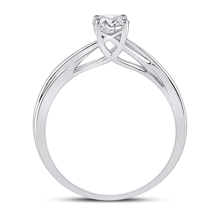 14kt White Gold Womens Round Diamond Solitaire Bridal Wedding Engagement Ring 1/2 Cttw