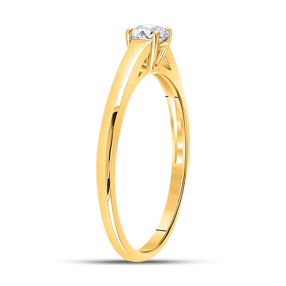 14kt Yellow Gold Womens Round Diamond Solitaire Bridal Wedding Engagement Ring 1/4 Cttw