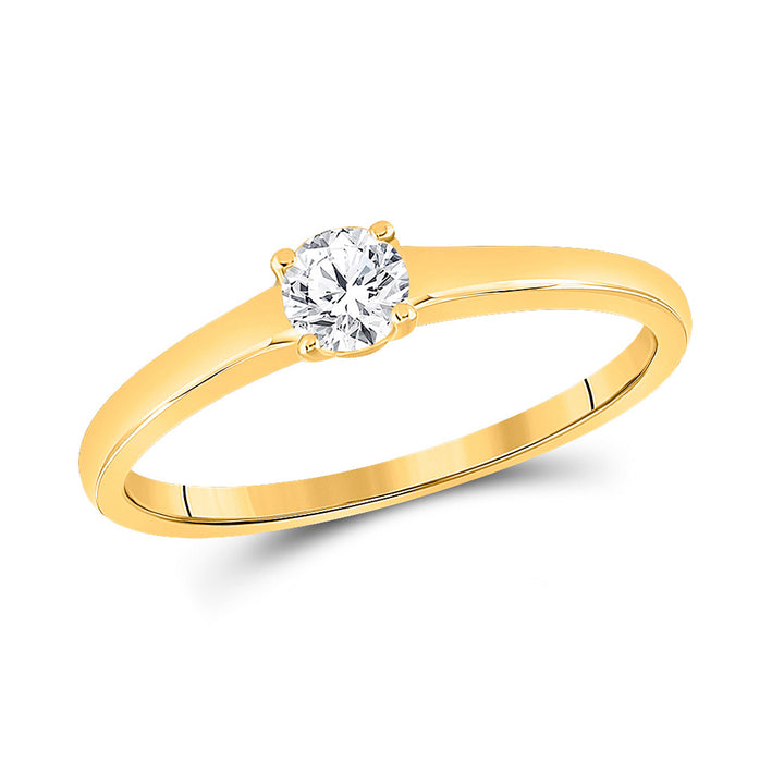 14kt Yellow Gold Womens Round Diamond Solitaire Bridal Wedding Engagement Ring 1/4 Cttw