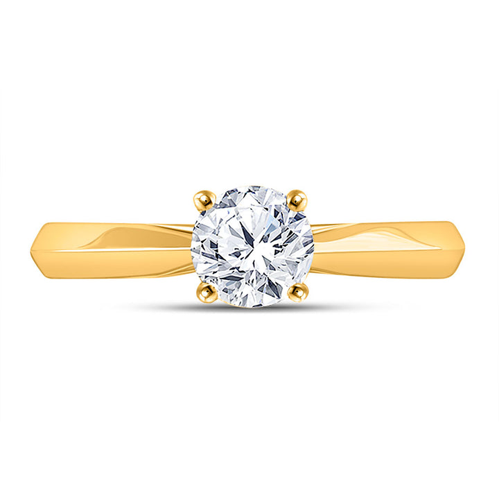 14kt Yellow Gold Womens Round Diamond Solitaire Bridal Wedding Engagement Ring 3/4 Cttw