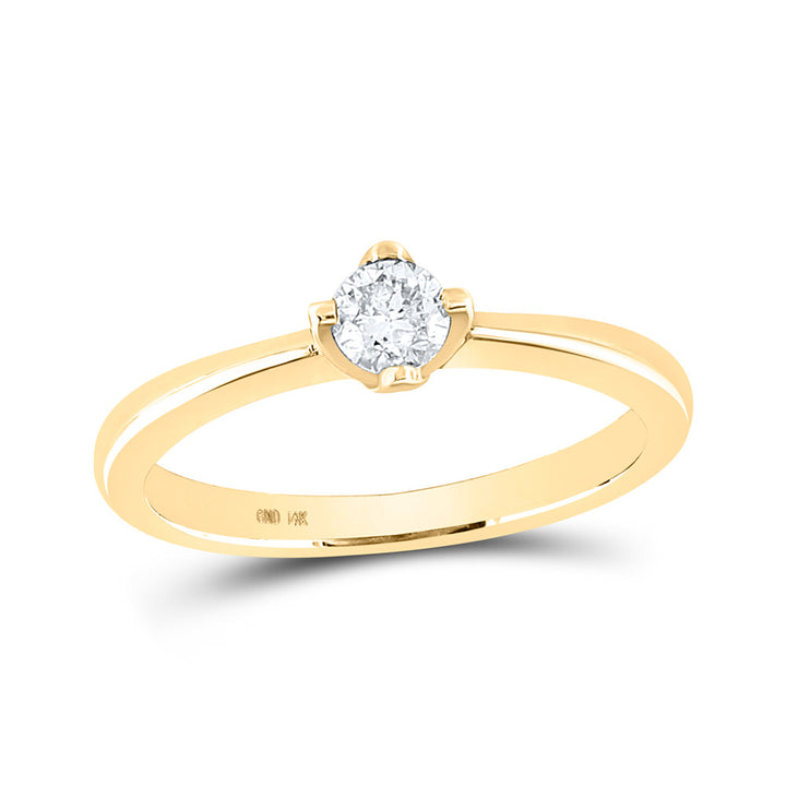 14kt Yellow Gold Womens Round Diamond Solitaire Bridal Wedding Engagement Ring 1/4 Cttw