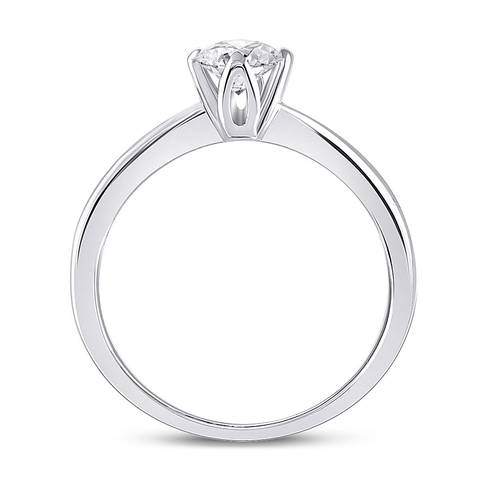 14kt White Gold Womens Round Diamond Solitaire Bridal Wedding Engagement Ring 1/2 Cttw