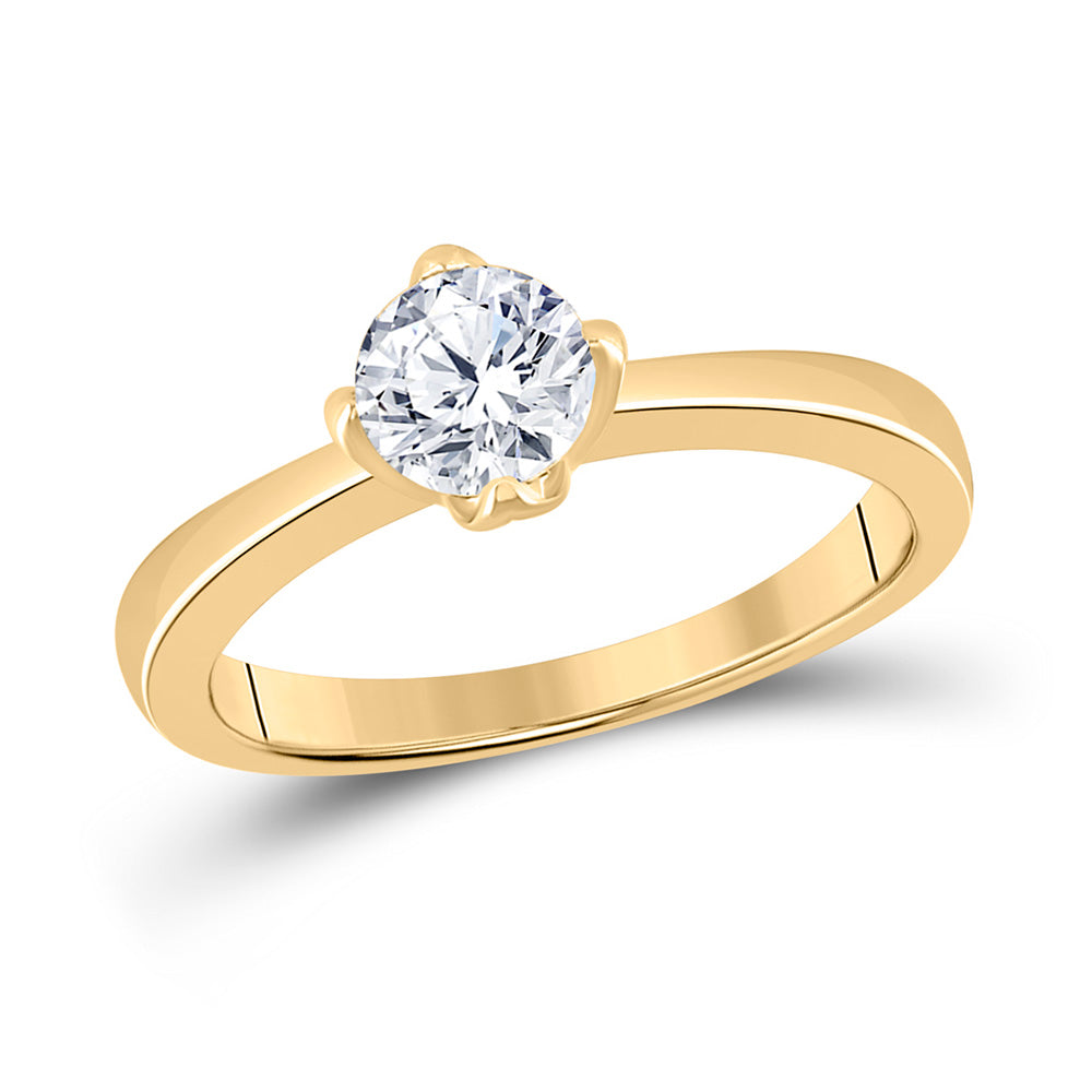 14kt Yellow Gold Round Diamond Solitaire Bridal Wedding Engagement Ring 3/4 Cttw