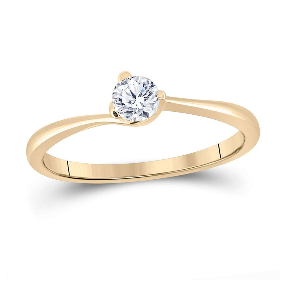 14kt Yellow Gold Round Diamond Solitaire Bridal Wedding Engagement Ring 1/4 Cttw