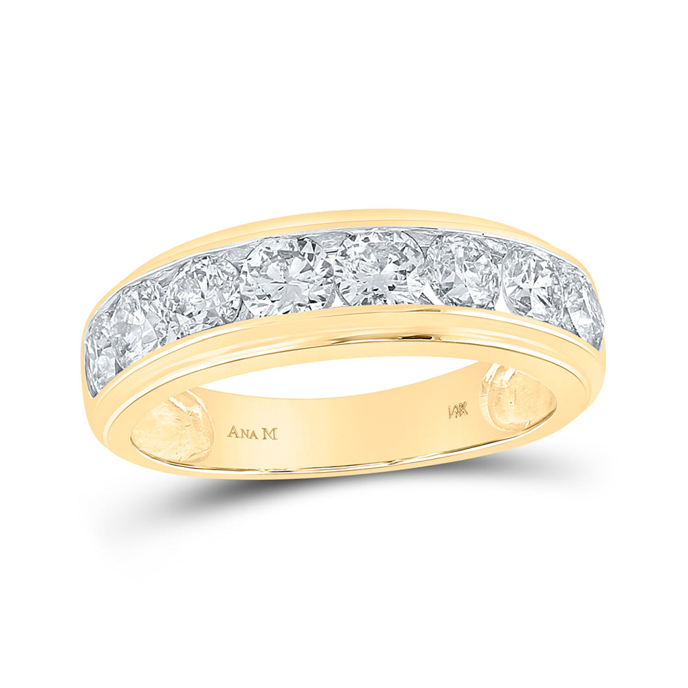 14kt Yellow Gold Mens Round Diamond Wedding Single Row Band Ring 2 Cttw