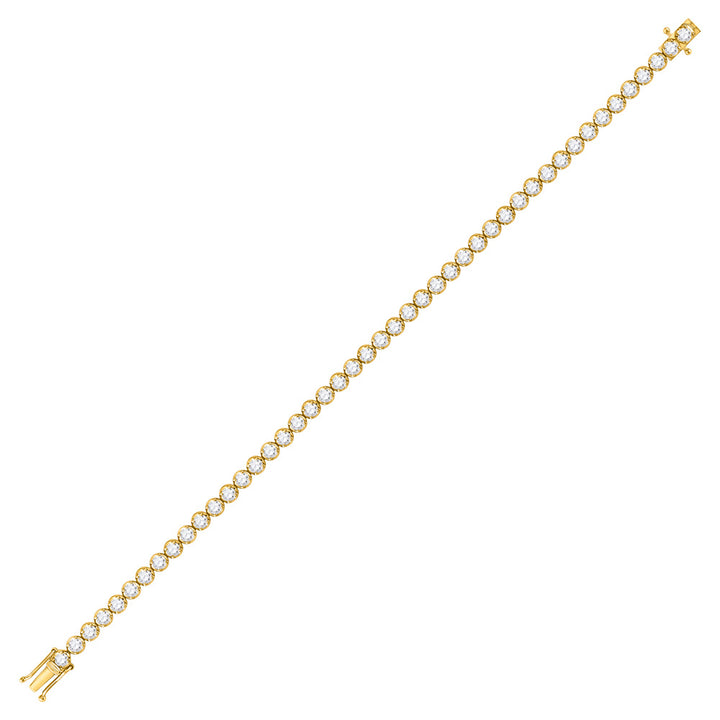 14kt Yellow Gold Womens Round Diamond Classic Tennis Bracelet 4 Cttw