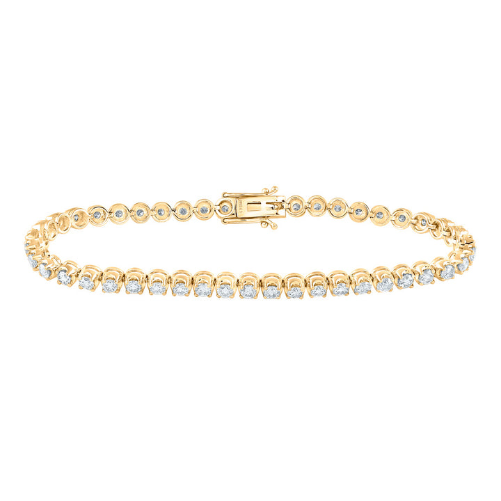 14kt Yellow Gold Womens Round Diamond Classic Tennis Bracelet 4 Cttw