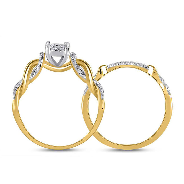 10kt Yellow Gold Round Diamond Bridal Wedding Ring Band Set 1/2 Cttw