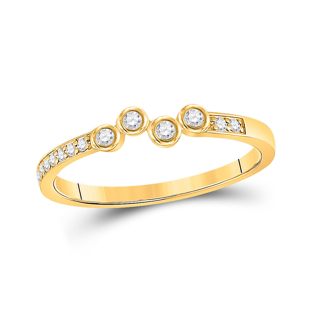 10kt Yellow Gold Womens Round Diamond Stackable Band Ring 1/5 Cttw