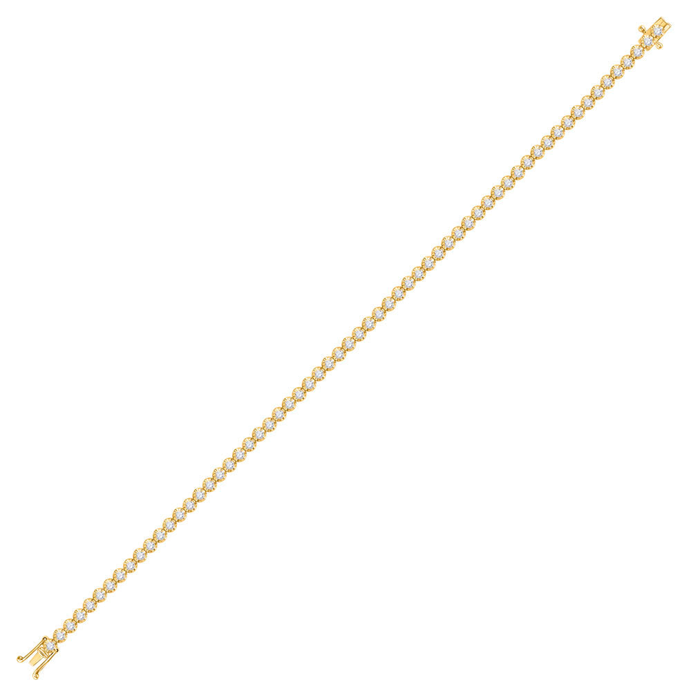 10kt Yellow Gold Womens Round Diamond Studded Tennis Bracelet 2 Cttw