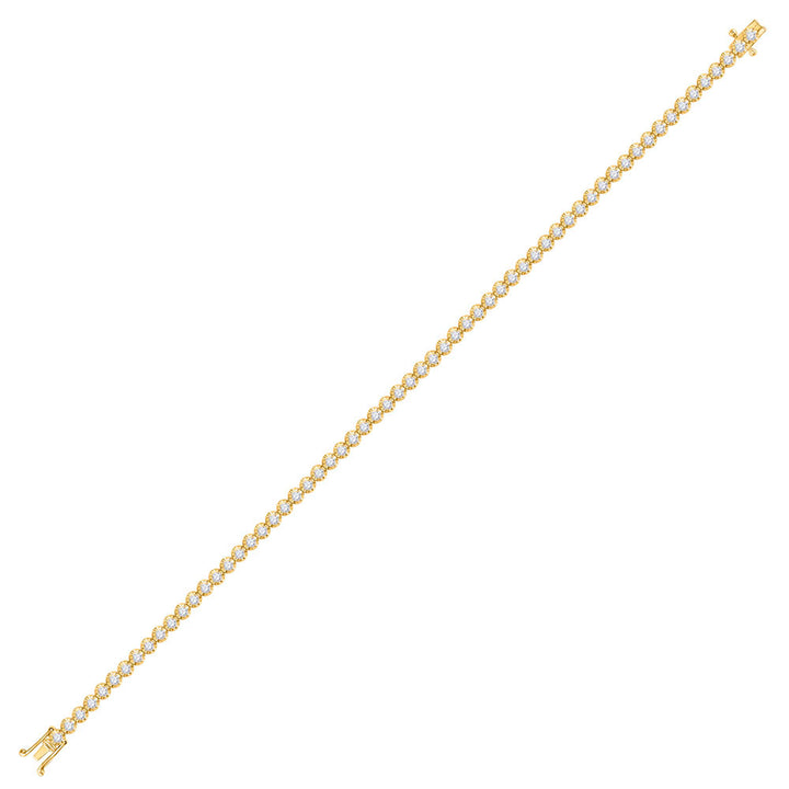 10kt Yellow Gold Womens Round Diamond Studded Tennis Bracelet 2 Cttw