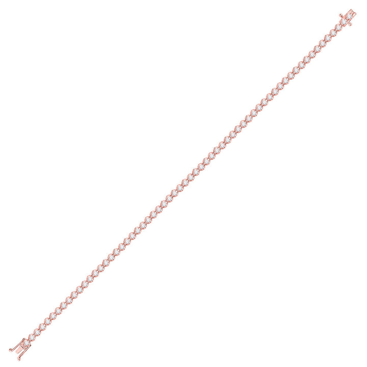 10kt Rose Gold Womens Round Diamond Studded Tennis Bracelet 2 Cttw