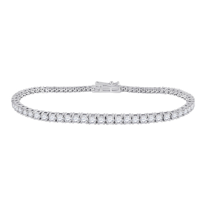 14kt White Gold Womens Round Diamond Tennis Bracelet 3 Cttw