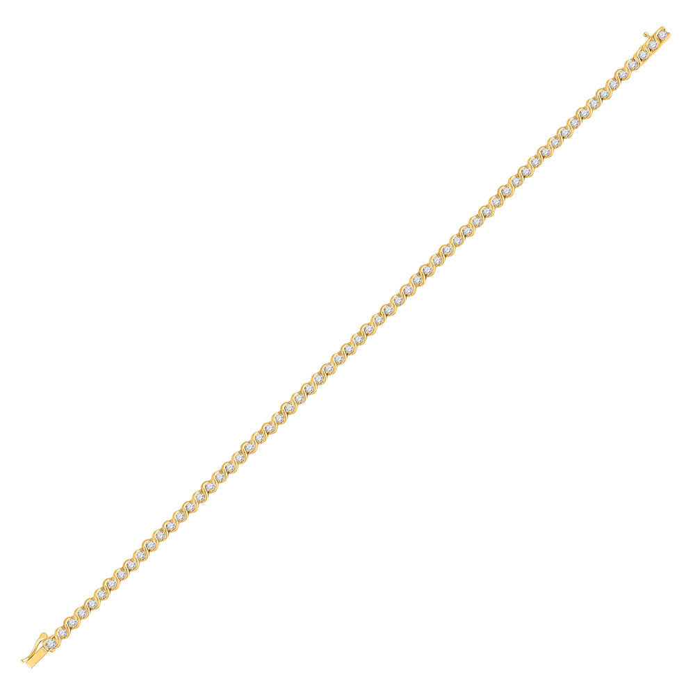 10kt Yellow Gold Womens Round Diamond Tennis Bracelet 1 Cttw