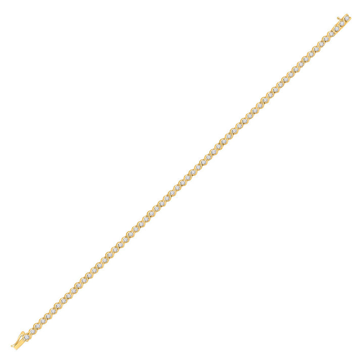 10kt Yellow Gold Womens Round Diamond Tennis Bracelet 1 Cttw