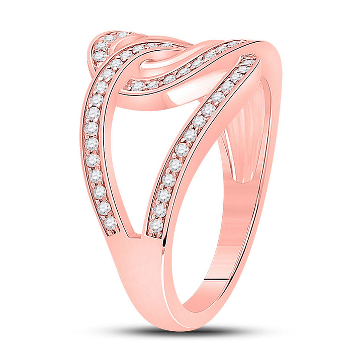 14kt Rose Gold Womens Round Diamond Linked Loop Fashion Ring 1/3 Cttw