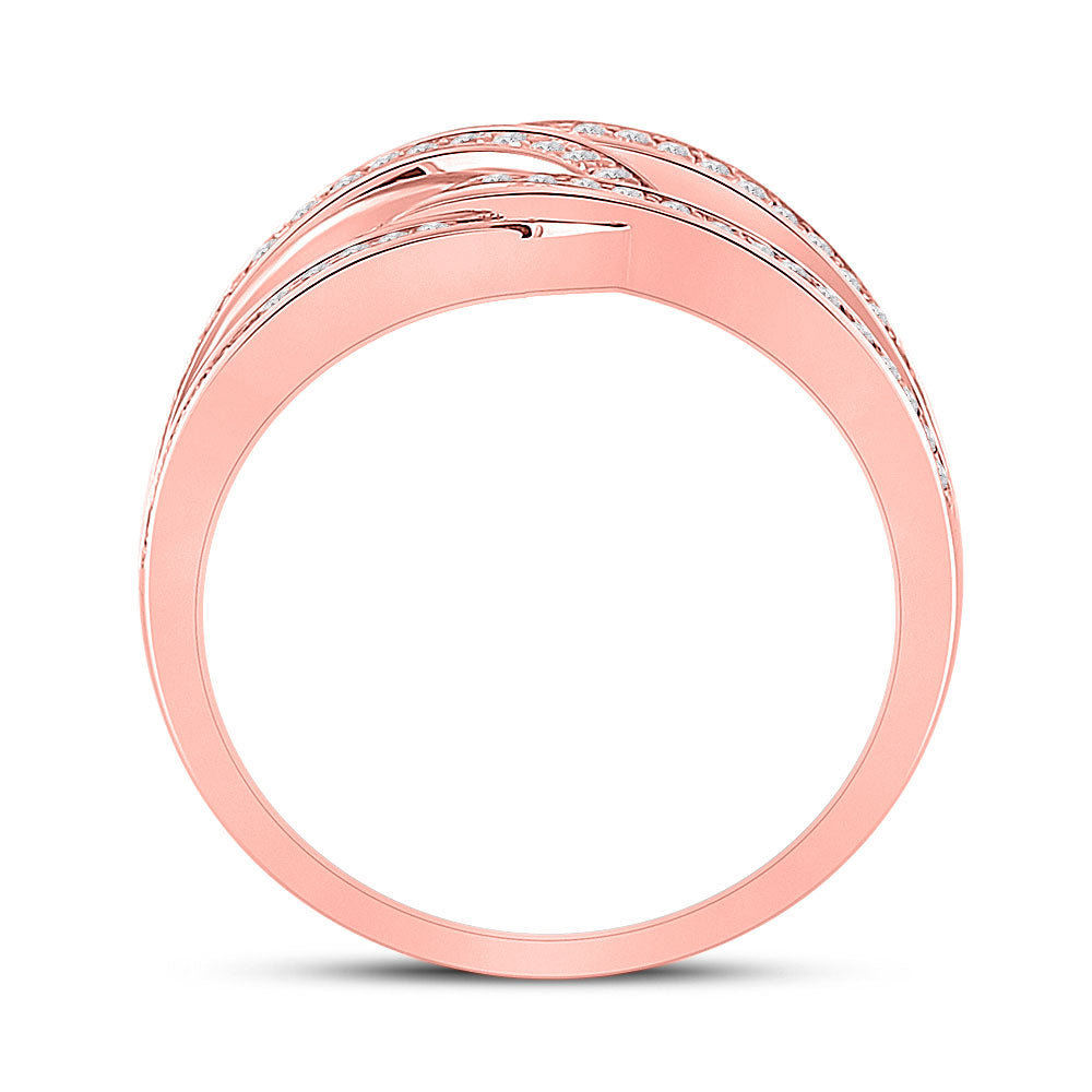 14kt Rose Gold Womens Round Diamond Linked Loop Fashion Ring 1/3 Cttw