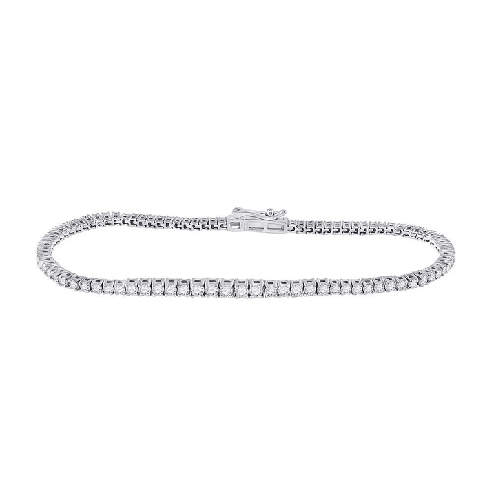 14kt White Gold Womens Round Diamond Studded Tennis Bracelet 2 Cttw