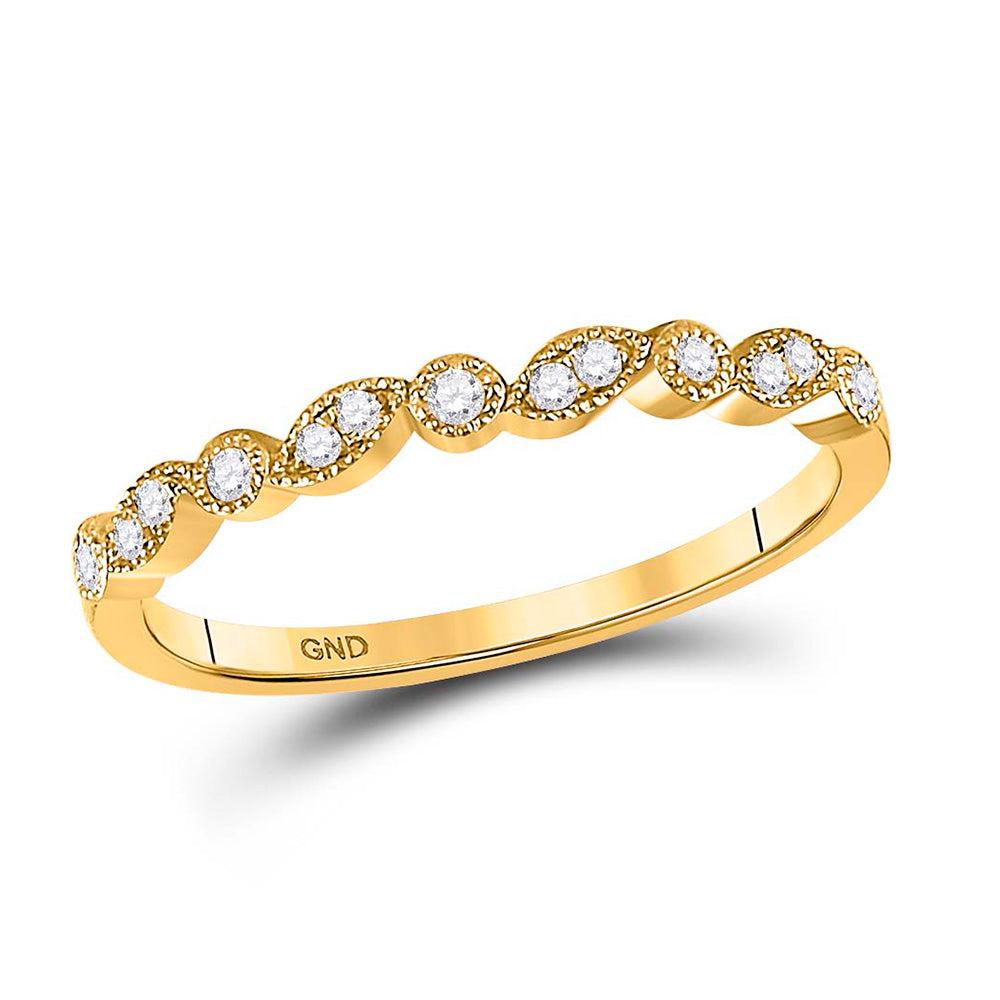 10kt Yellow Gold Womens Round Diamond Stackable Band Ring 1/10 Cttw