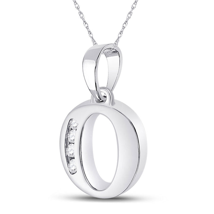 10kt White Gold Womens Round Diamond O Initial Letter Pendant 1/20 Cttw