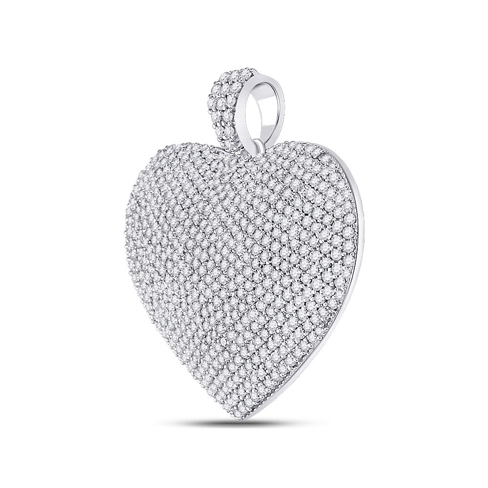 14kt White Gold Womens Round Diamond Charmed Heart Pendant 2 Cttw