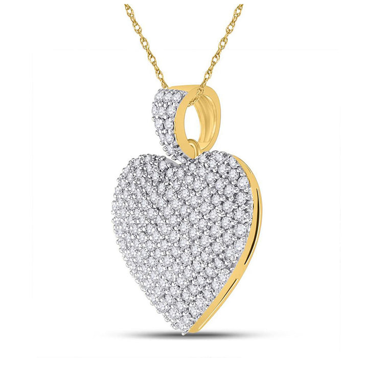 14kt Yellow Gold Womens Round Diamond Charmed Heart Pendant 1 Cttw