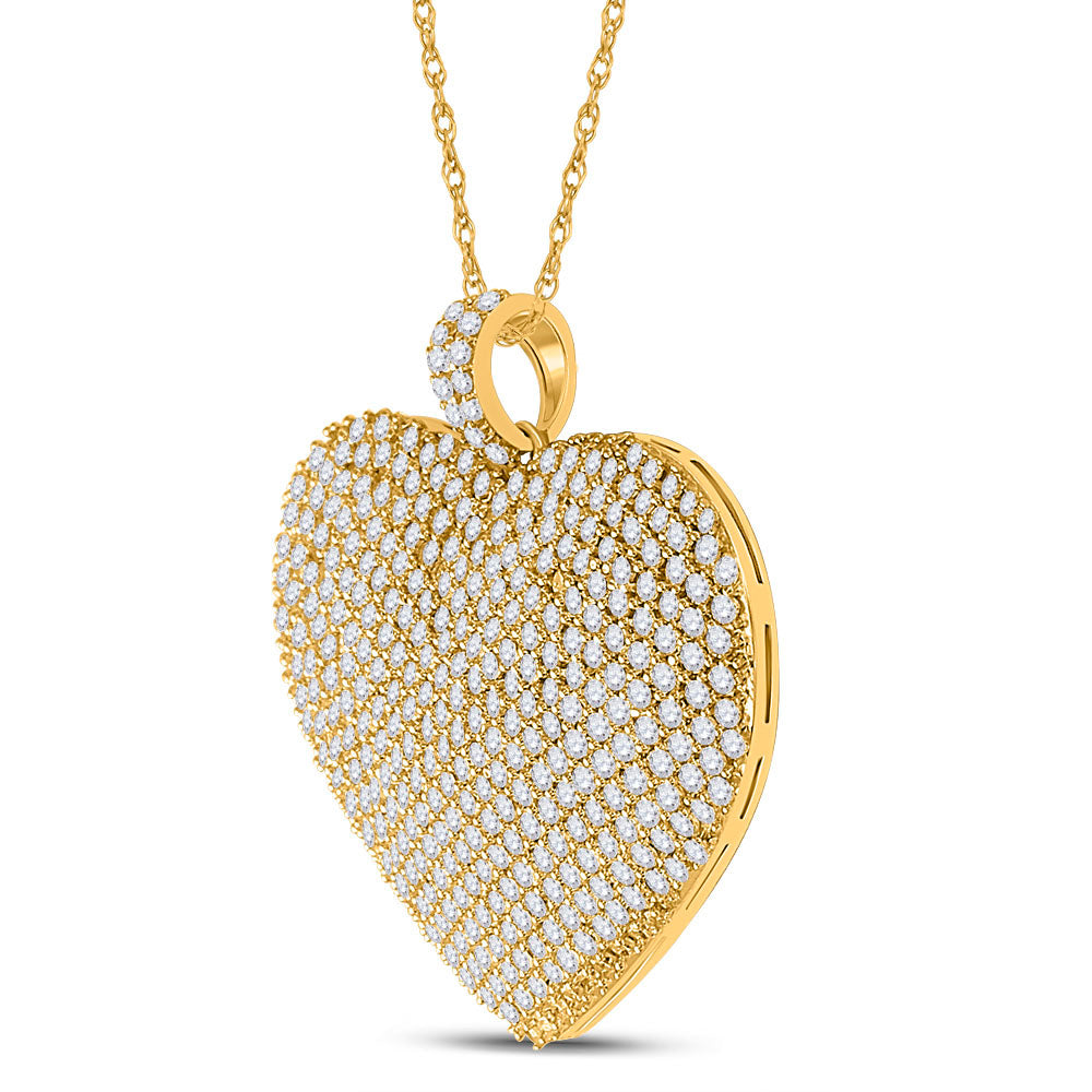 14kt Yellow Gold Womens Round Diamond Heart Pendant 3 Cttw