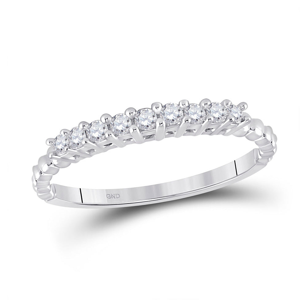 10kt White Gold Womens Round Diamond Single Row Band Ring 1/4 Cttw