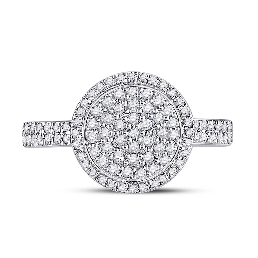 10kt White Gold Womens Round Diamond Cluster Ring 1/2 Cttw