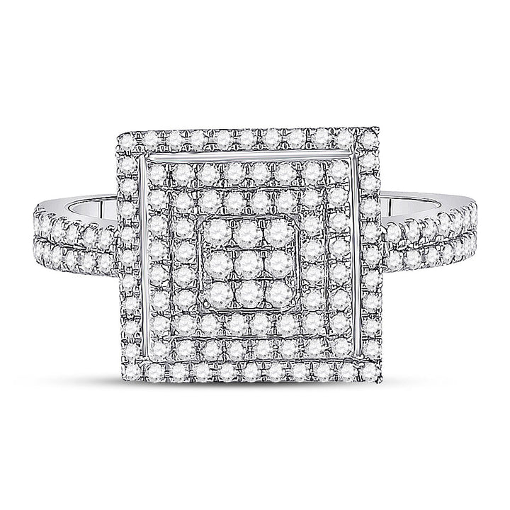 10kt White Gold Womens Round Diamond Square Cluster Ring 1/2 Cttw