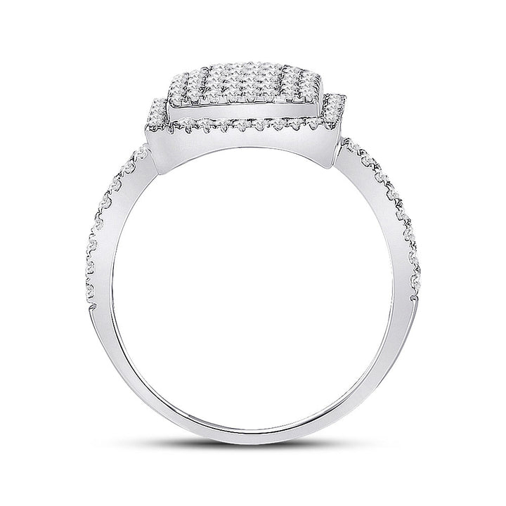 10kt White Gold Womens Round Diamond Square Cluster Ring 1/2 Cttw