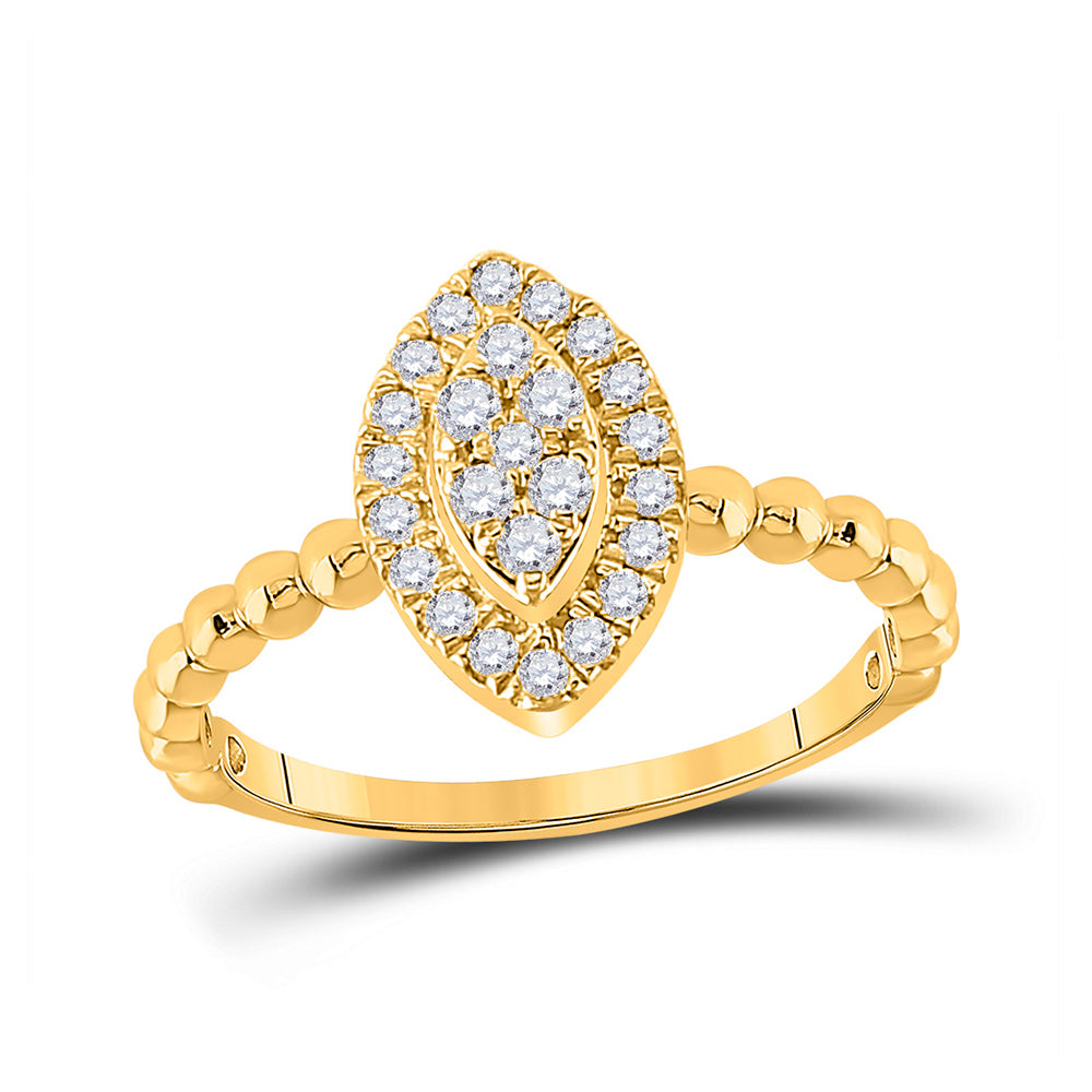 10kt Yellow Gold Womens Round Diamond Oval Cluster Ring 1/3 Cttw