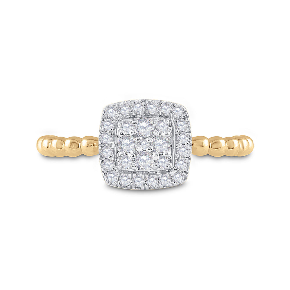 10kt Yellow Gold Womens Round Diamond Square Ring 1/3 Cttw